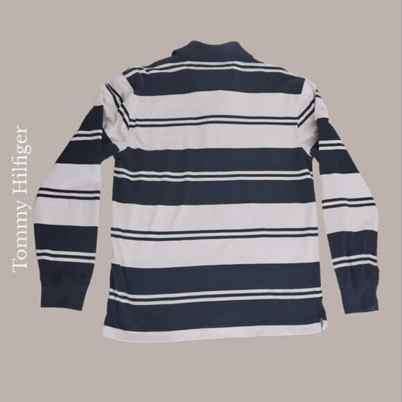 Tommy Hilfiger Cotton Polo Golf Shirt- Striped- M Loose Fit- Vintage - Picture 2 of 16